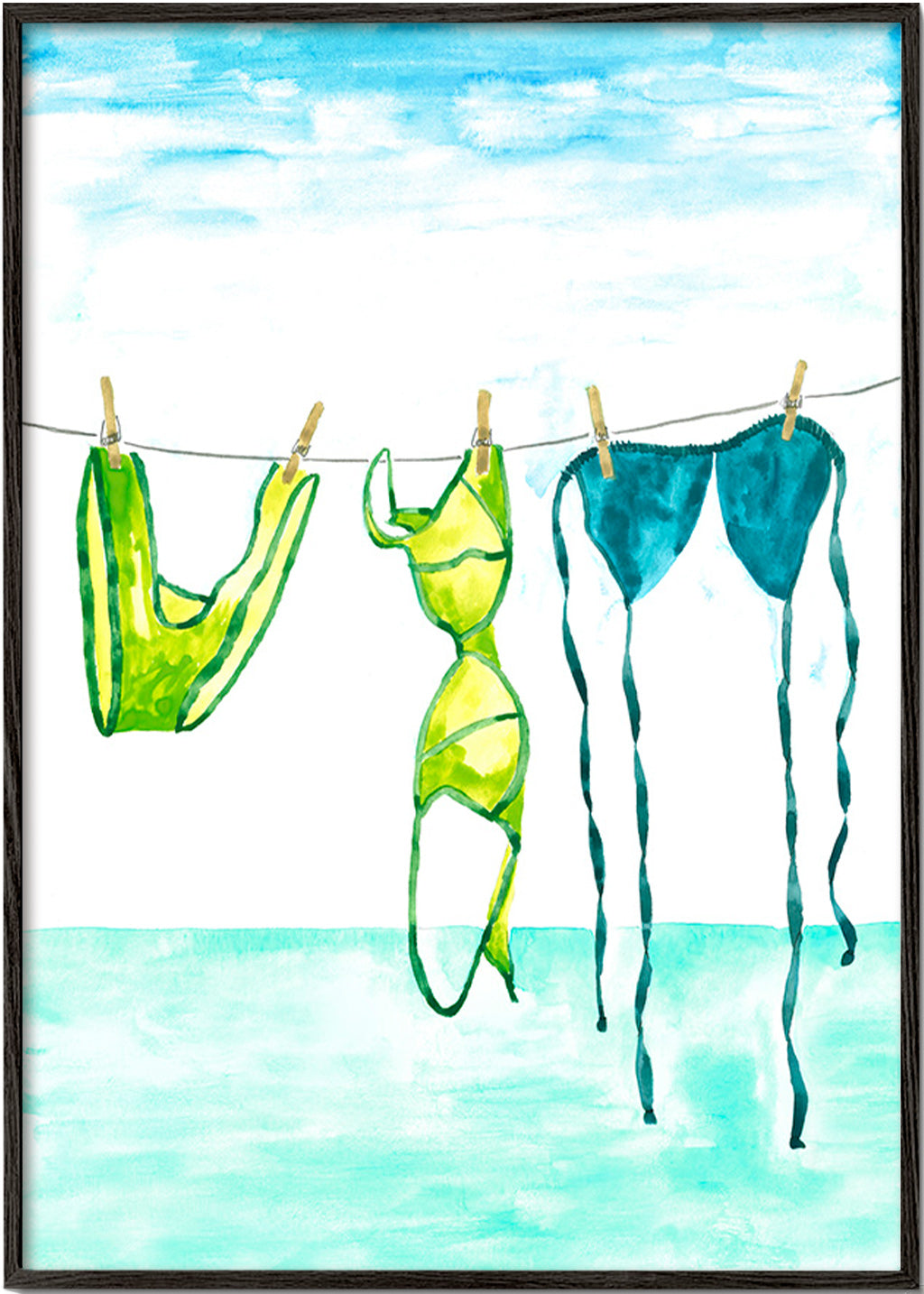 Ilustracja bikini wiszących przy plaży