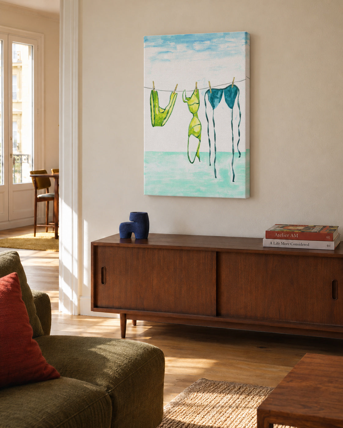 Bikini Beach Days - Unframed canvas in an interior