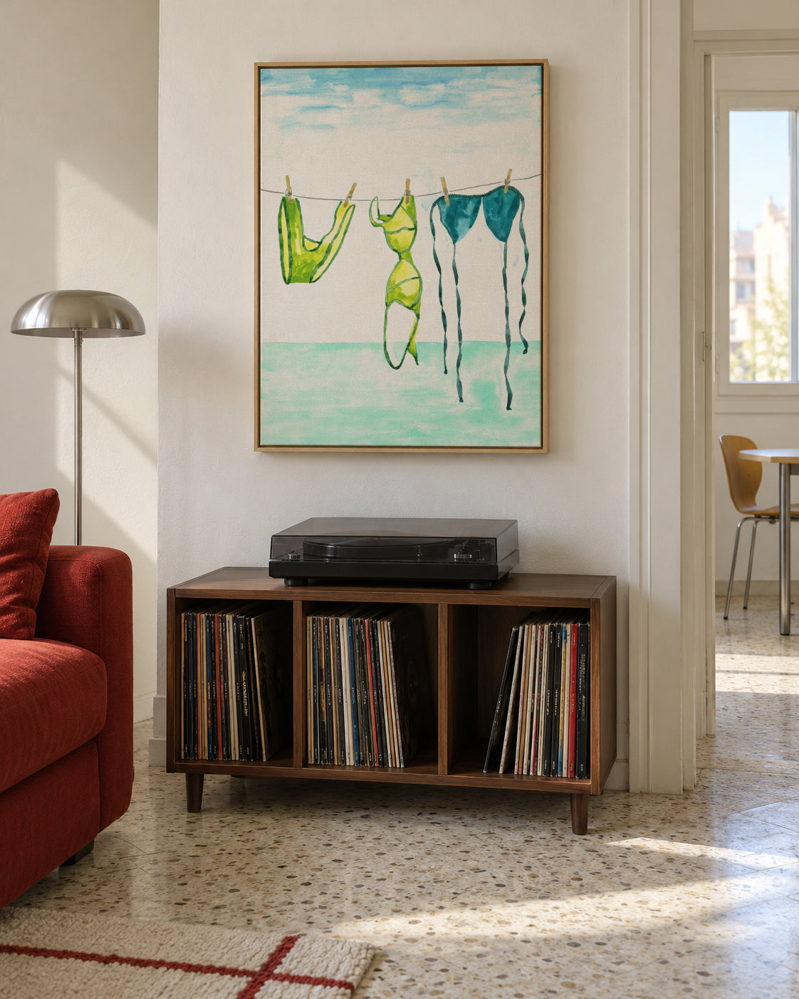 Bikini Beach Days - Framed canvas in an interior