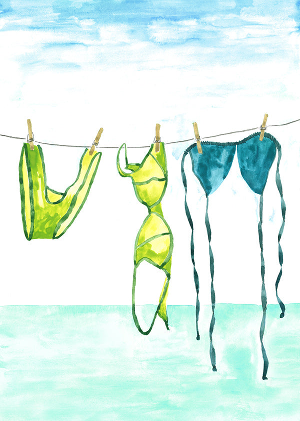 Ilustracja bikini wiszących przy plaży
