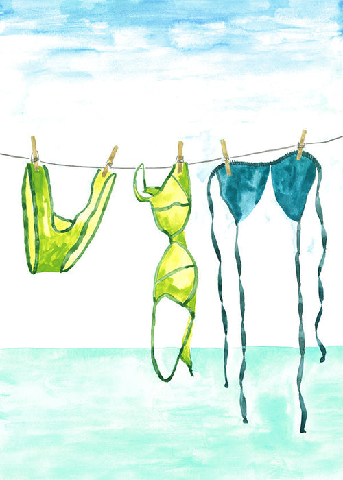 Ilustracja bikini wiszących przy plaży
