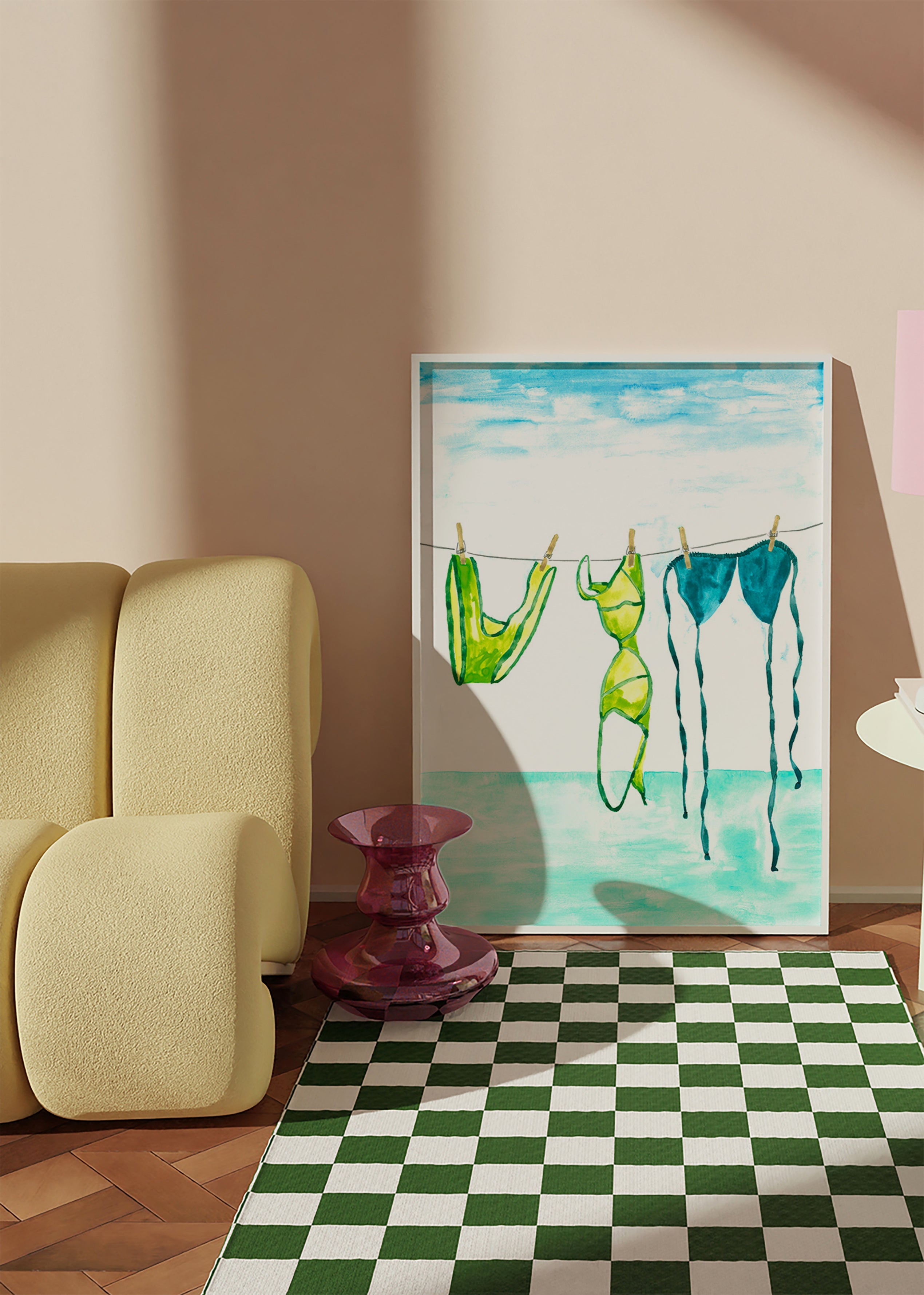 Ilustracja bikini wiszących przy plaży