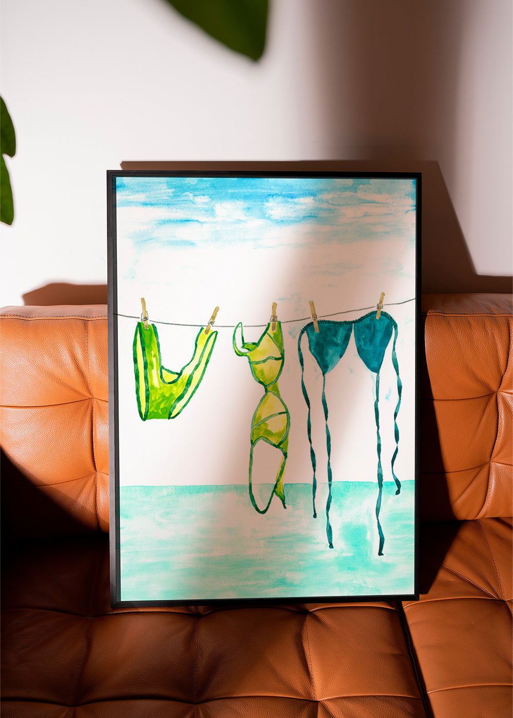Ilustracja bikini wiszących przy plaży