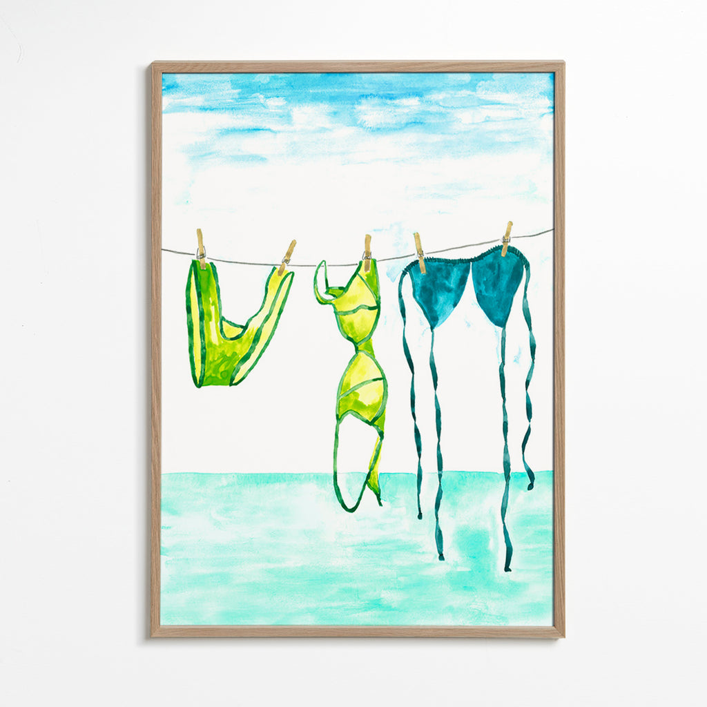 Ilustracja bikini wiszących przy plaży