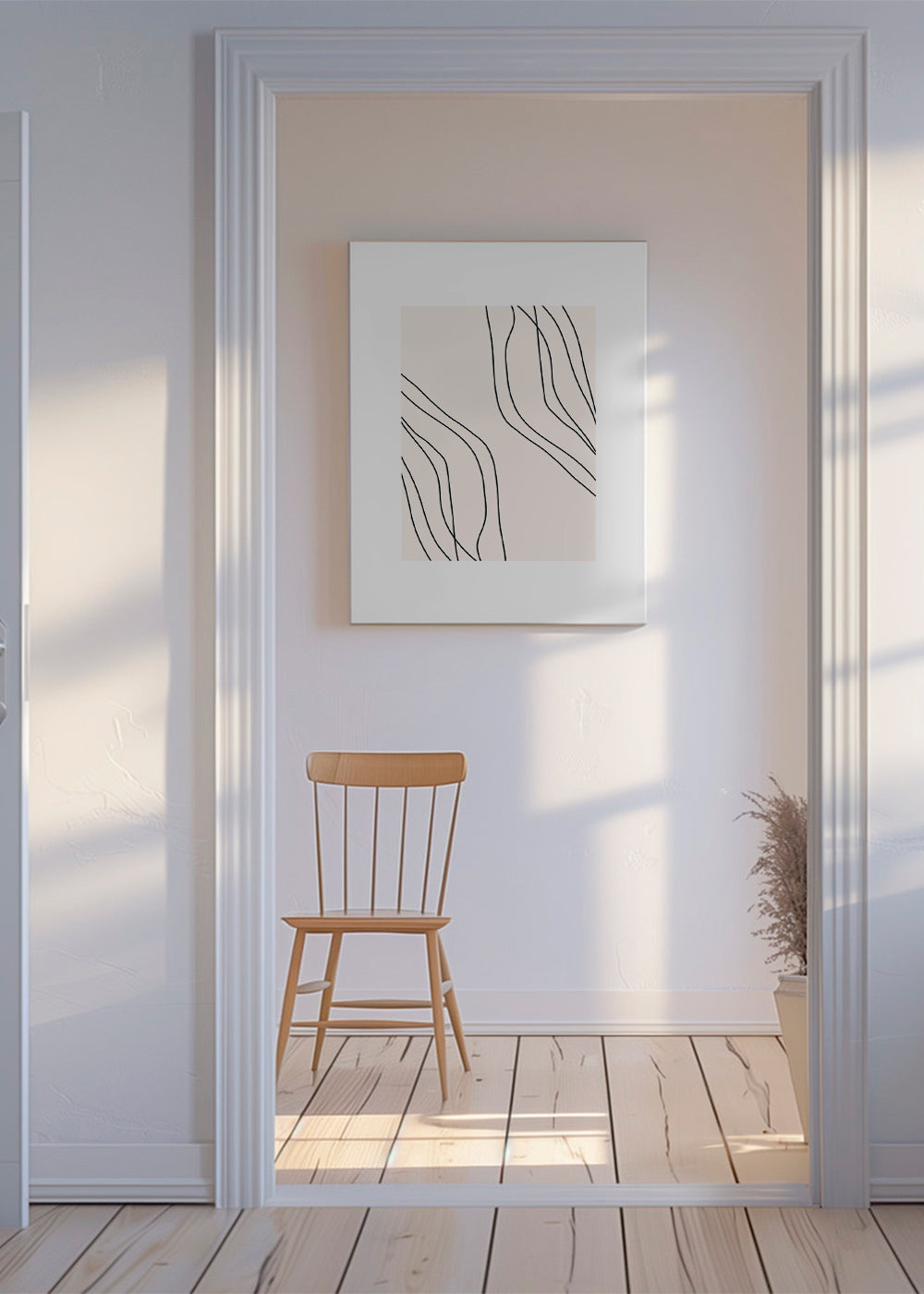 Minimalistyczny plakat z organicznymi liniami