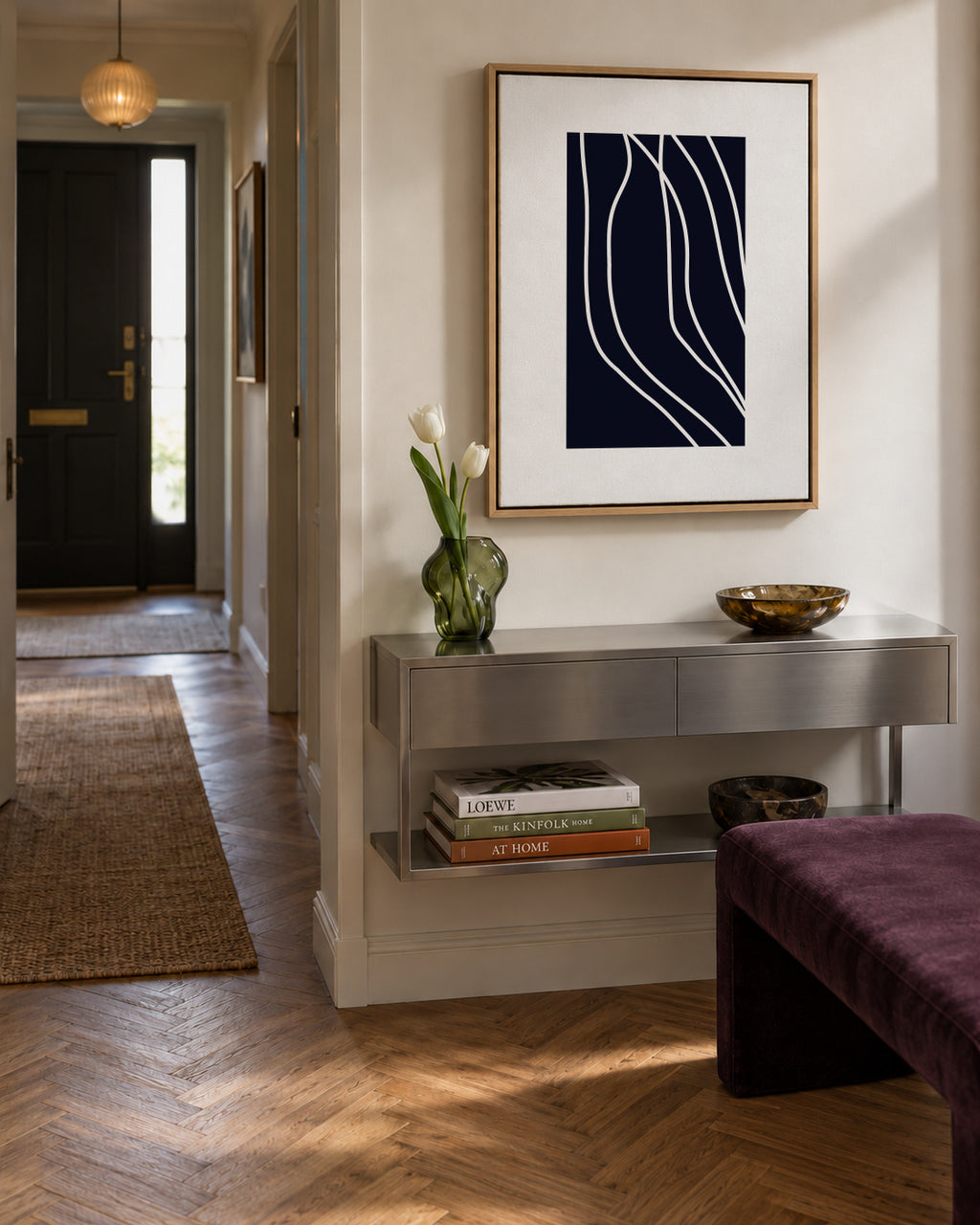 Dark Lines - Framed canvas in an interior