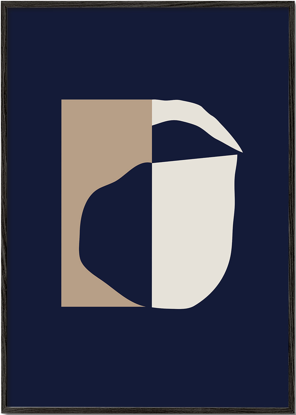 Plakat geometryczny z zaokrąglonymi formami w granacie