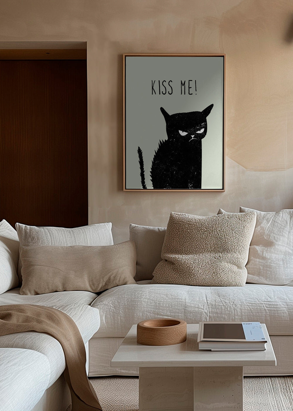 Ilustracja kota z napisem 'Kiss Me'