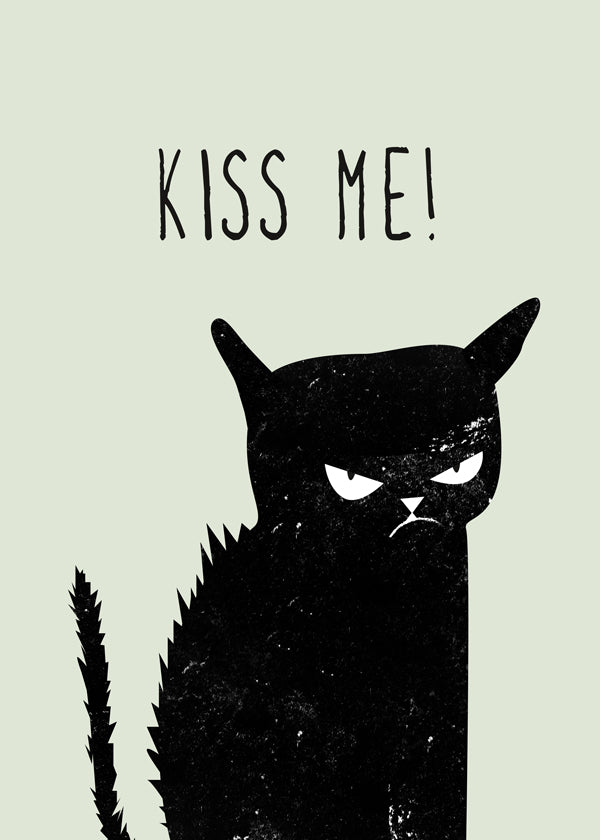Ilustracja kota z napisem 'Kiss Me'