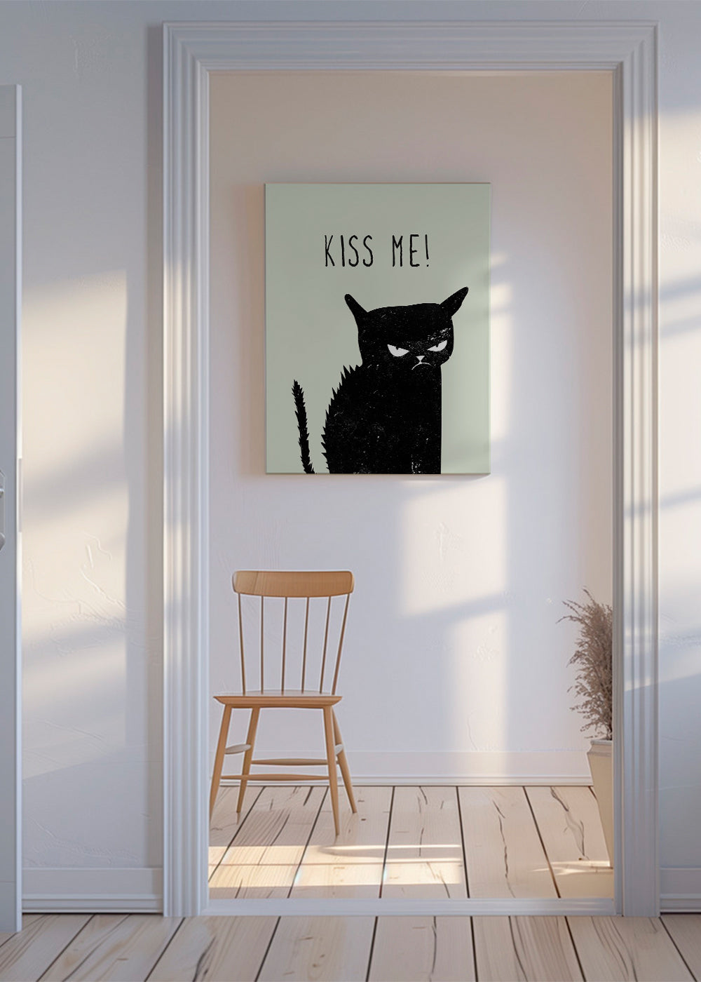 Ilustracja kota z napisem 'Kiss Me'