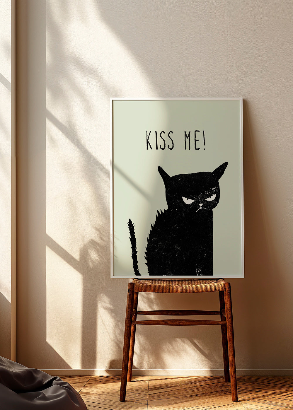 Ilustracja kota z napisem 'Kiss Me'