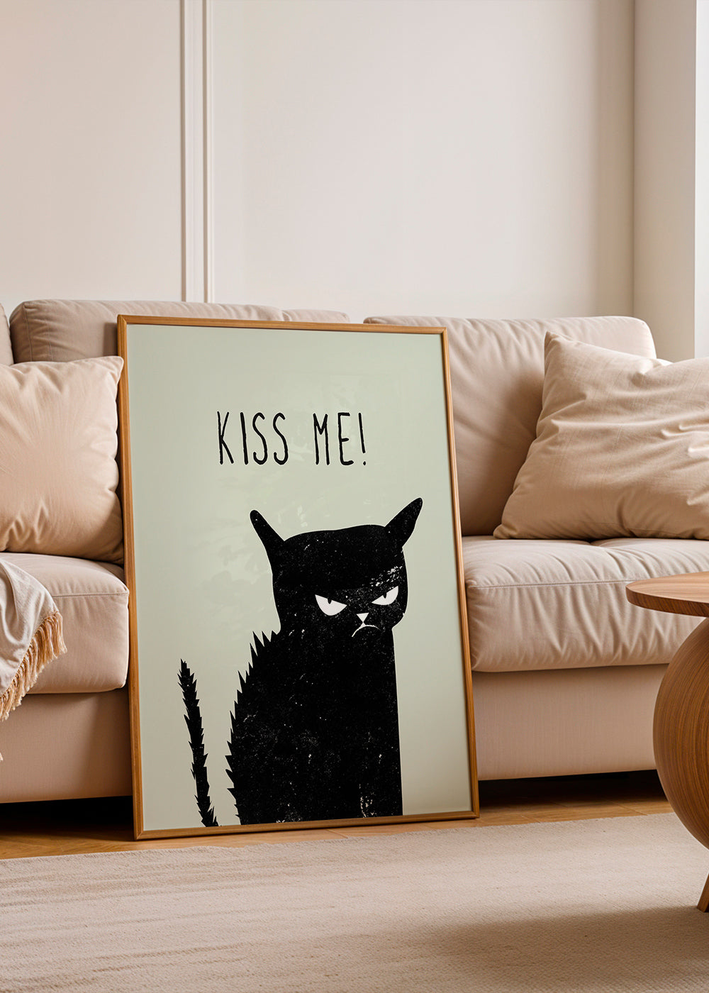 Ilustracja kota z napisem 'Kiss Me'