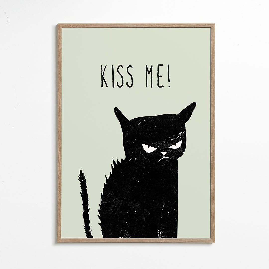 Ilustracja kota z napisem 'Kiss Me'