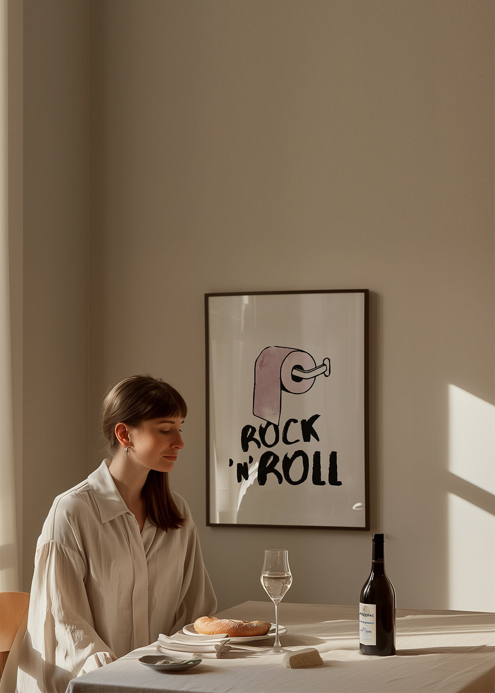 Ilustracja rock z różowym rolką papieru