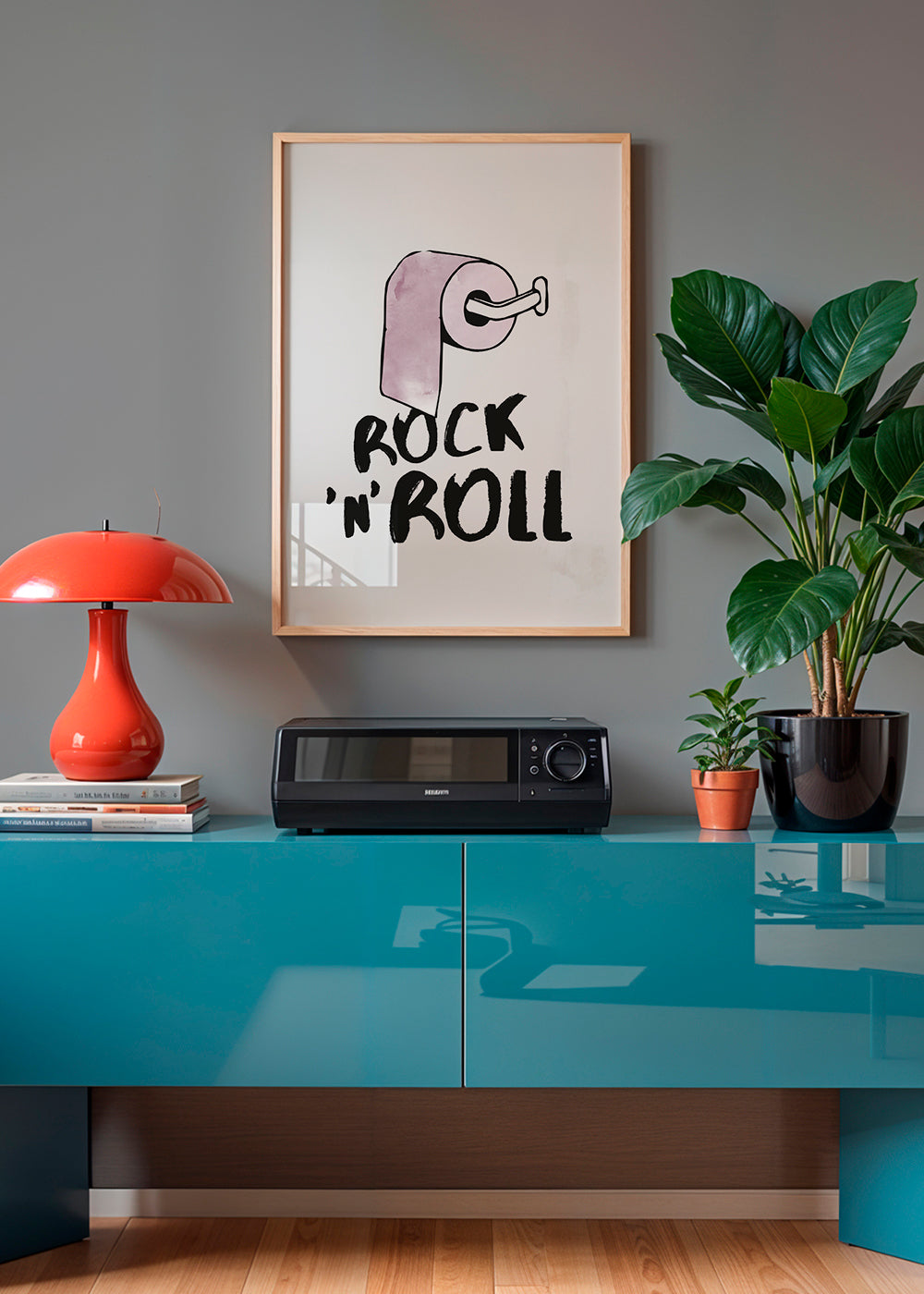 Ilustracja rock z różowym rolką papieru