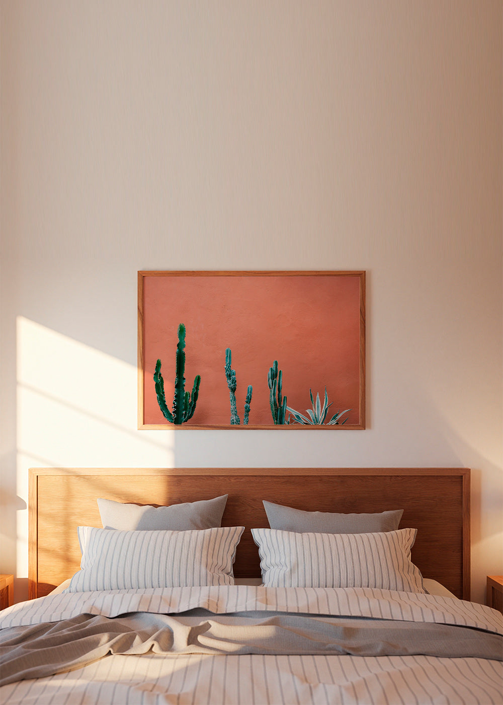 Plakat botaniczny z kaktusami na terakotowej ścianie – Product2