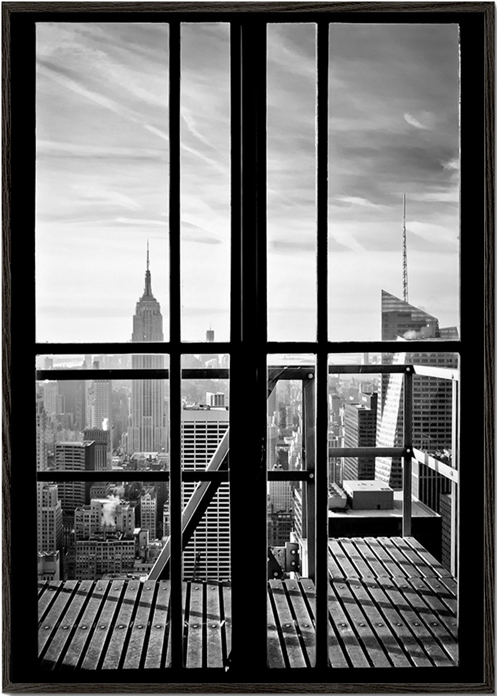 Obraz miasta widziany przez okno – Black Frame
