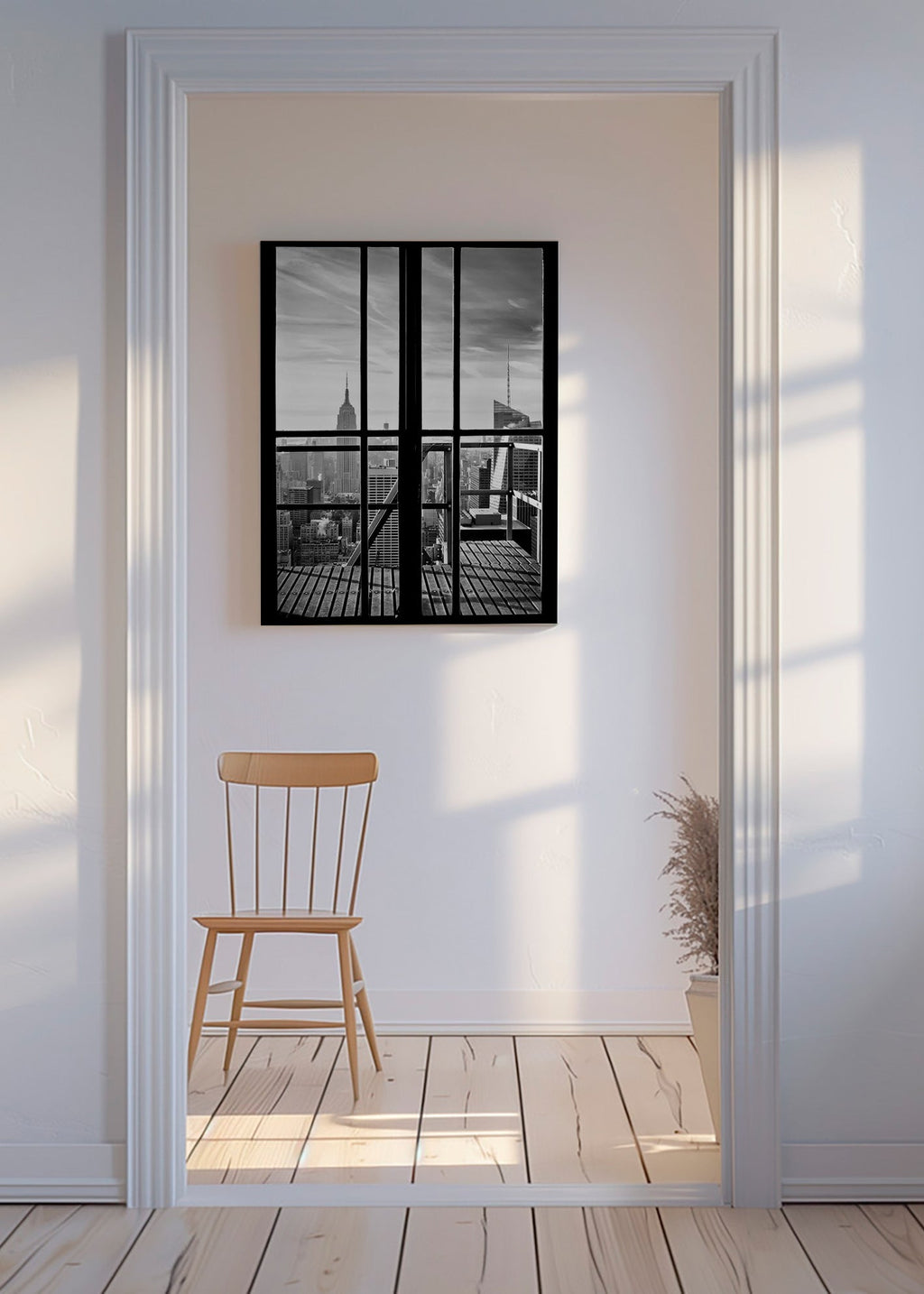 Obraz miasta widziany przez okno – Canvas