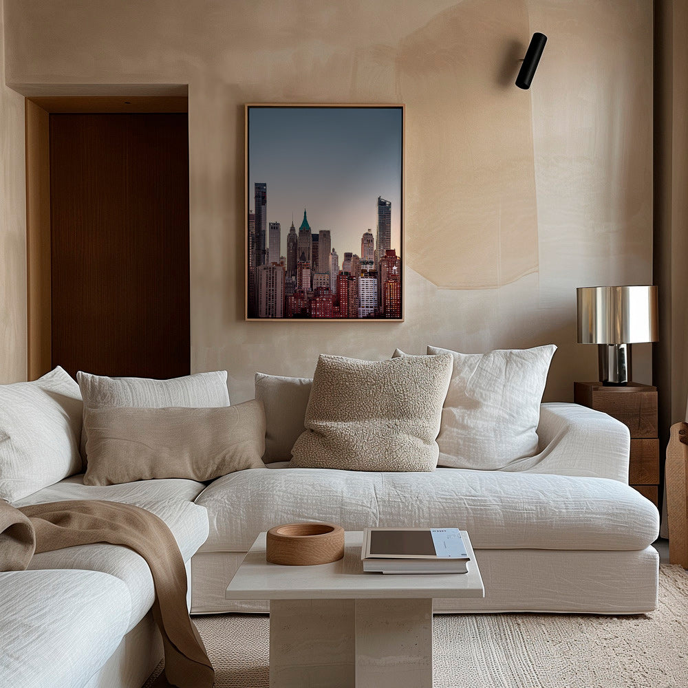 Plakat miasta ze skyline o zmierzchu – Canvas1