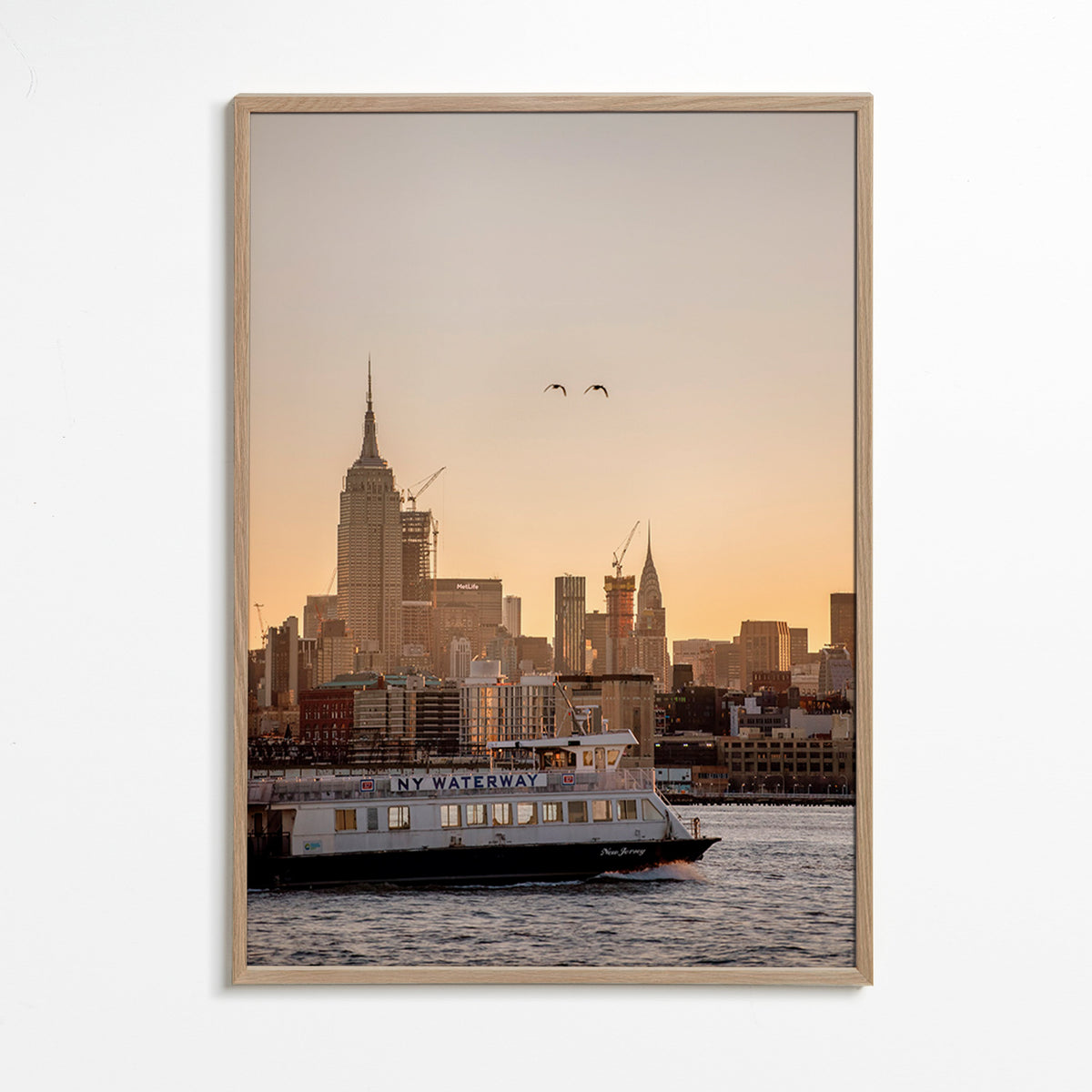 Sztuka do miasta Skyline Manhattan – Oak Frame