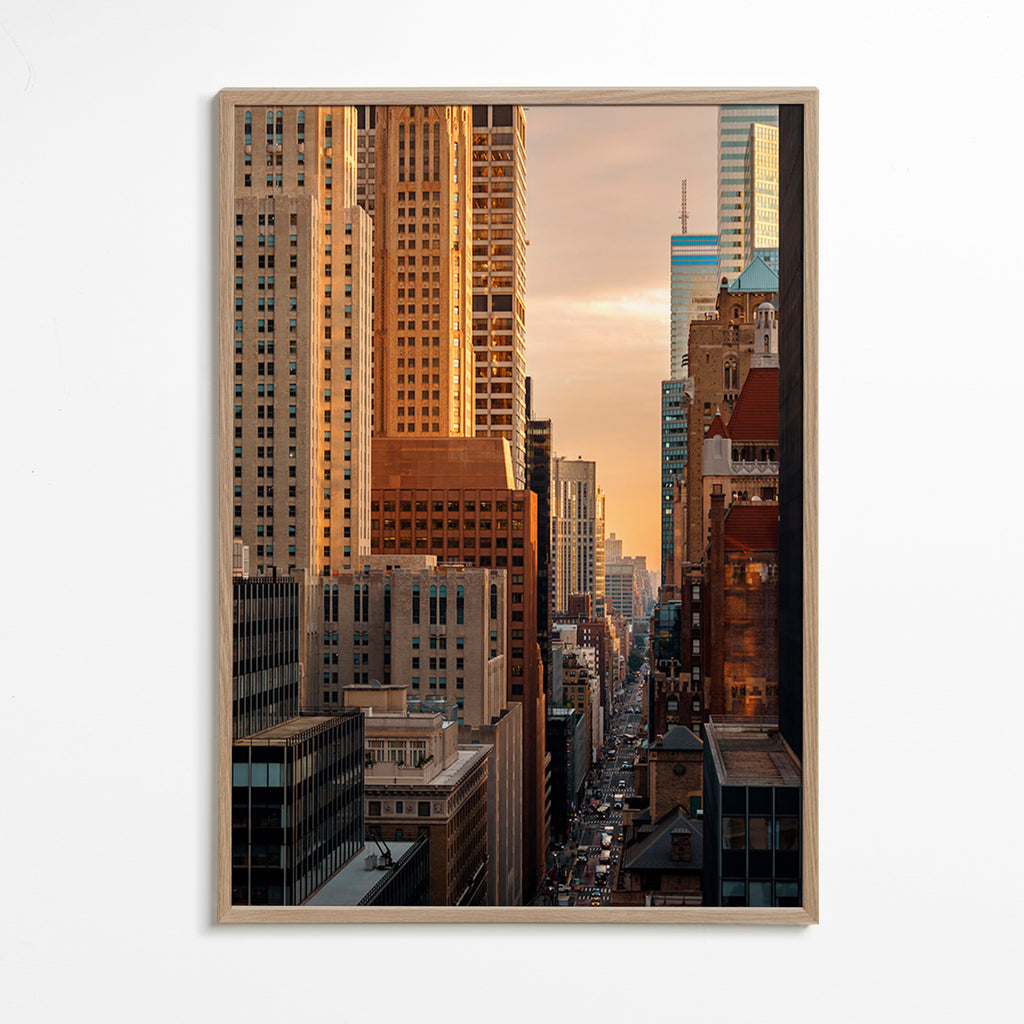 Plakat miasta o poranku – Oak Frame