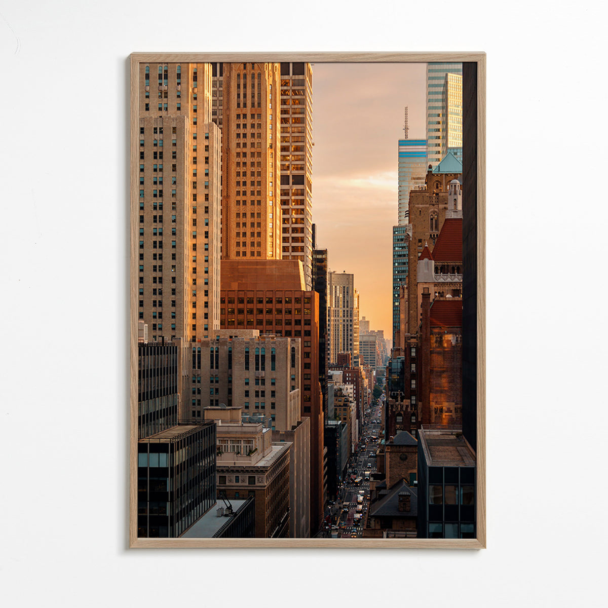 Plakat miasta o poranku – Oak Frame