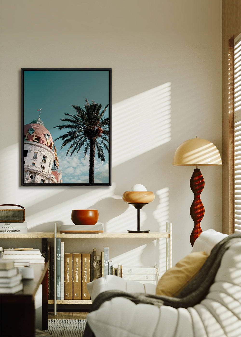 Plakat miasta Riviera z kopułą i palmą – Canvas1