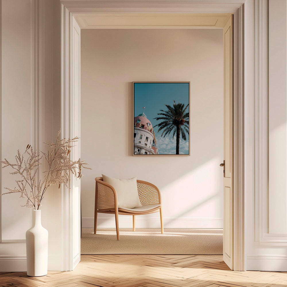 Plakat miasta Riviera z kopułą i palmą – Canvas2