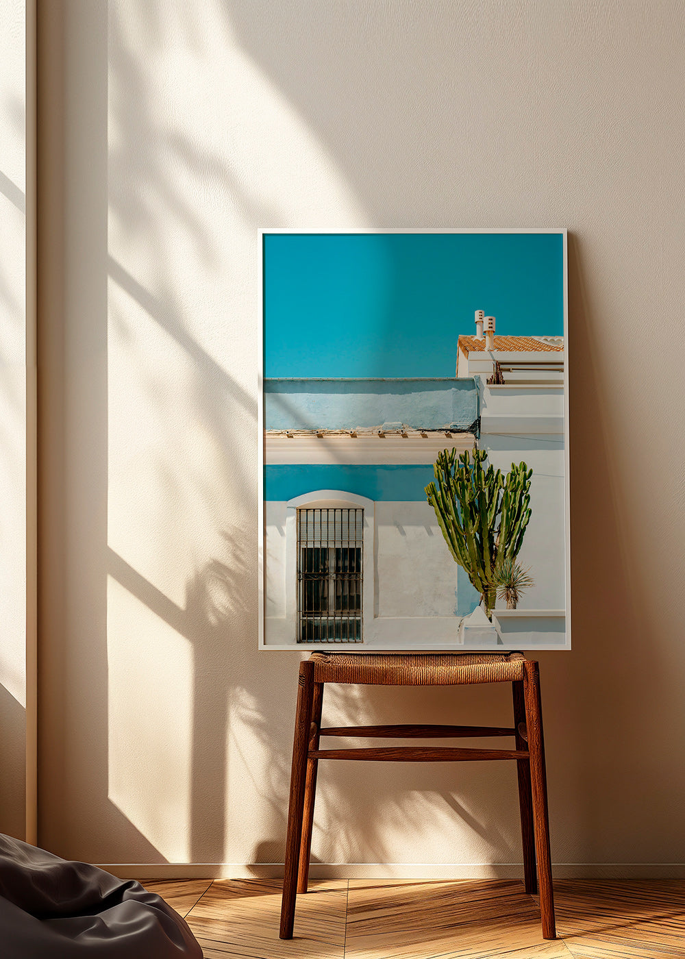 Plakat botaniczny: śródziemnomorska fasada z kaktusem – Product1