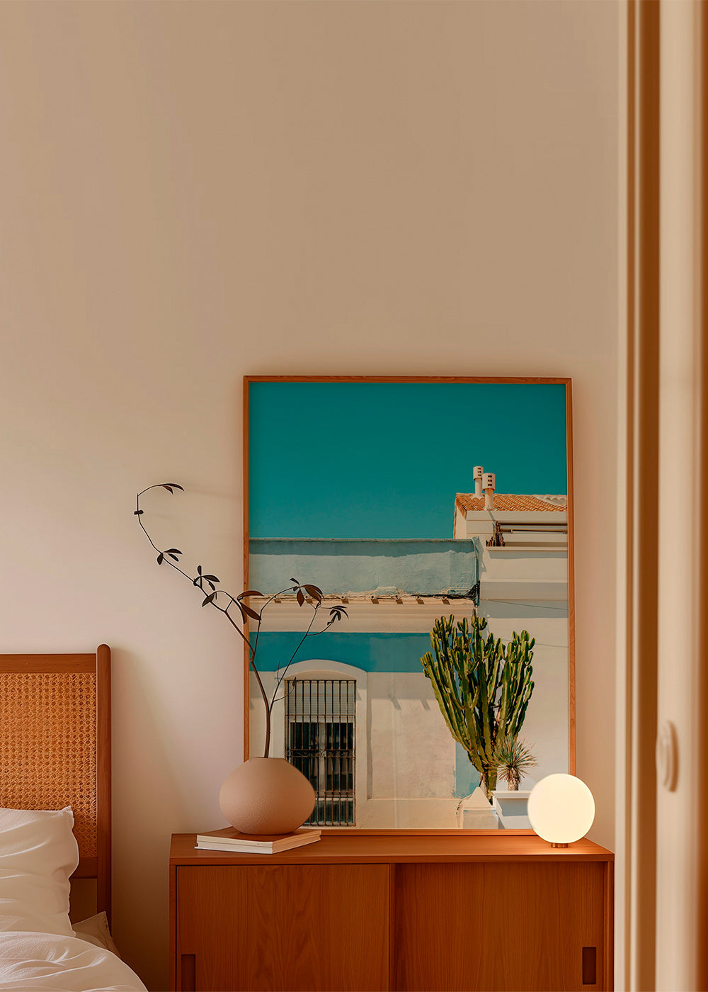 Plakat botaniczny: śródziemnomorska fasada z kaktusem – Product2