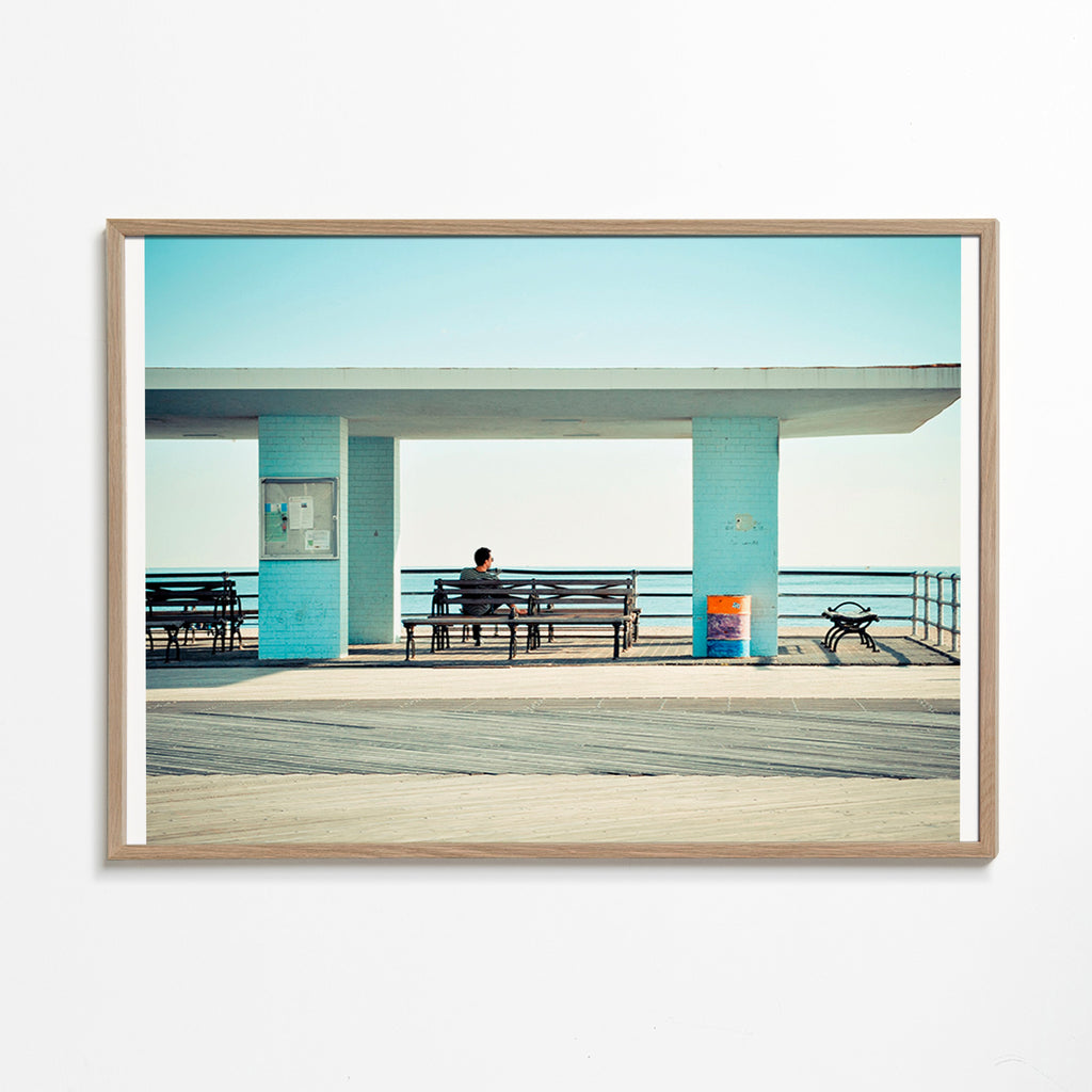Fotografia molo z samotną ławką – Oak Frame