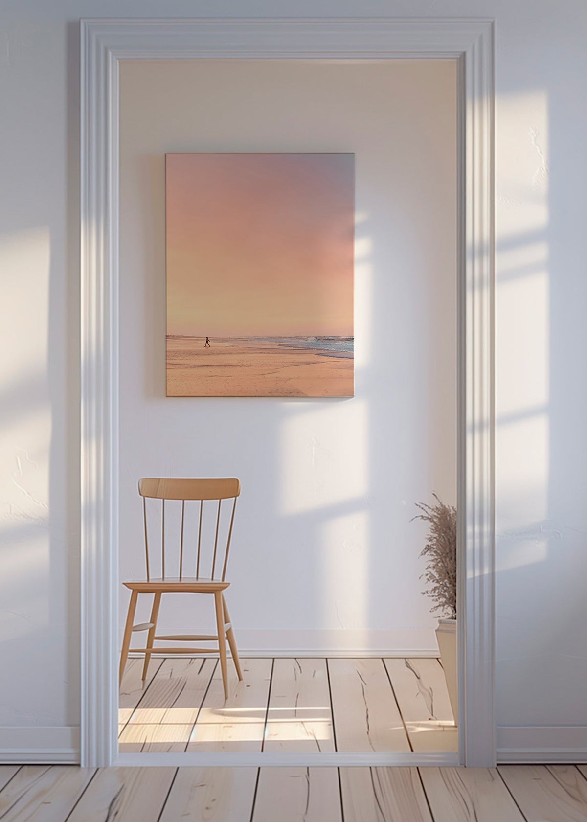 Sztuka krajobrazu: plaża o wschodzie słońca w pastelach – Canvas
