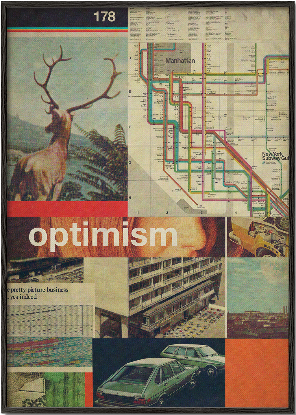 Kolaż vintage z mapą Manhattanu