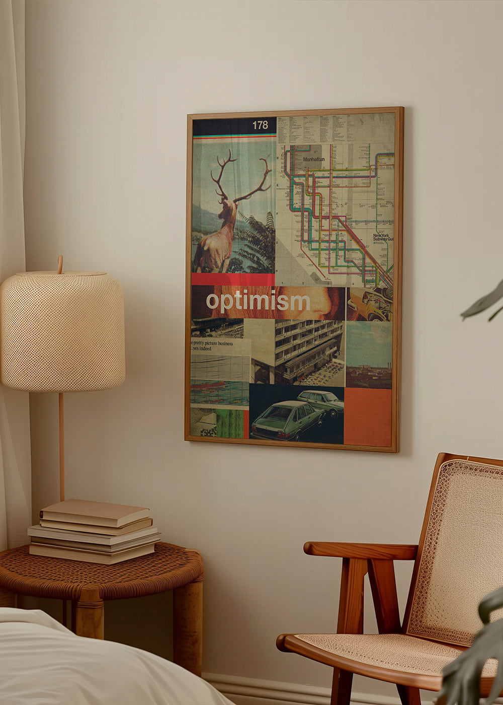 Kolaż vintage z mapą Manhattanu