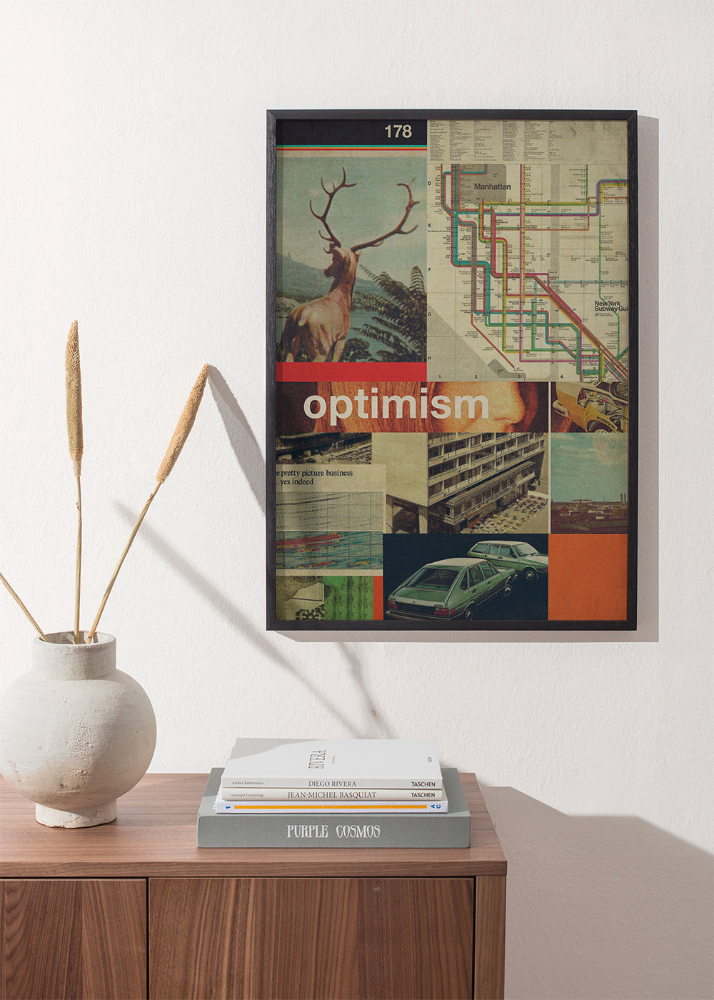 Kolaż vintage z mapą Manhattanu