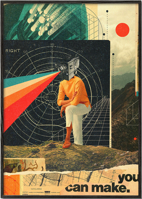 Plakat vintage kolaż aparatu