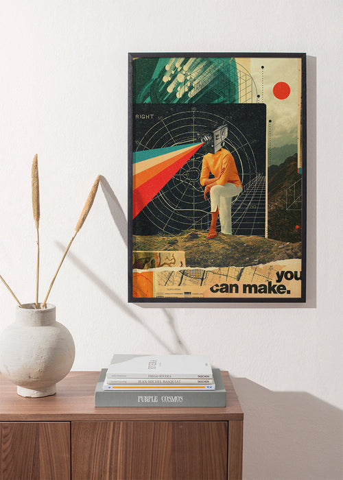 Plakat vintage kolaż aparatu