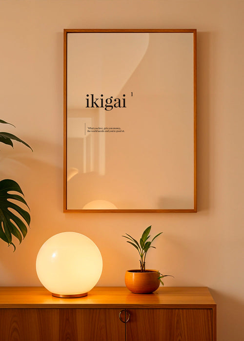 Minimalistyczny druk typograficzny Ikigai