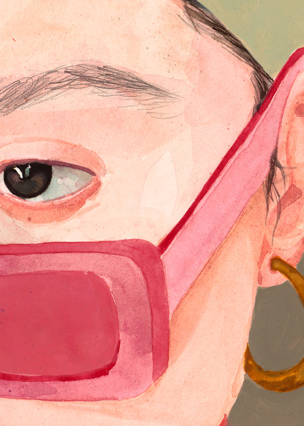 Ilustracja zbliżenie z różowymi okularami
