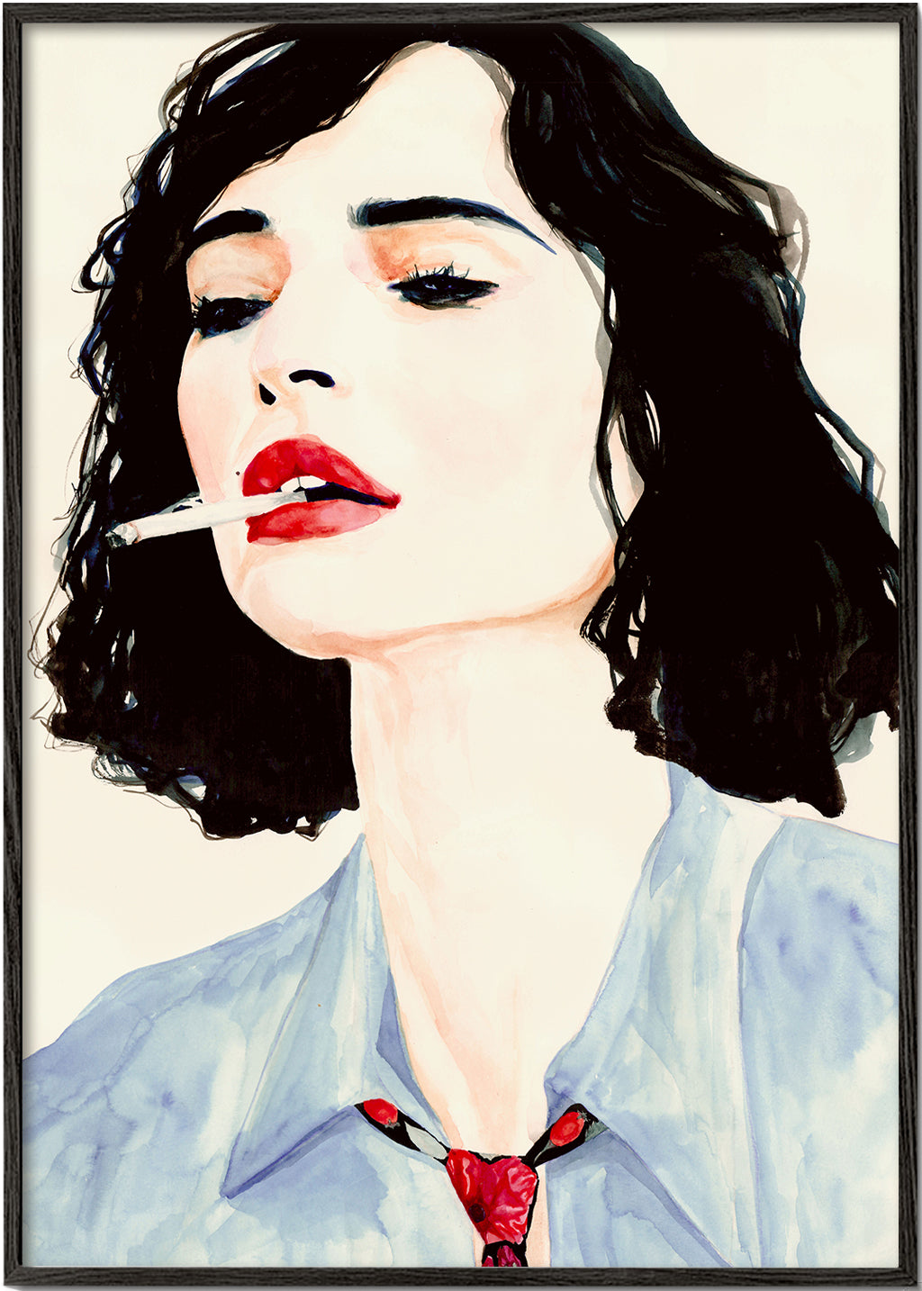 Ilustracja: portret kobiety z wyrazistymi ustami