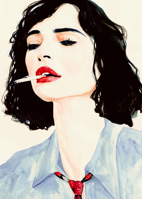Ilustracja: portret kobiety z wyrazistymi ustami