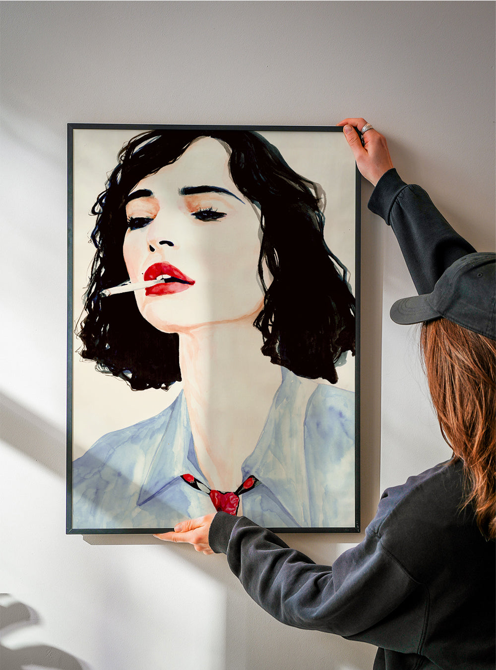 Ilustracja: portret kobiety z wyrazistymi ustami