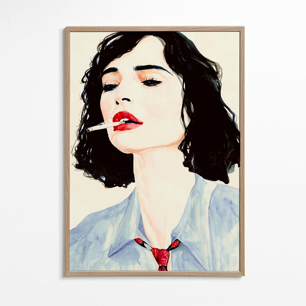 Ilustracja: portret kobiety z wyrazistymi ustami