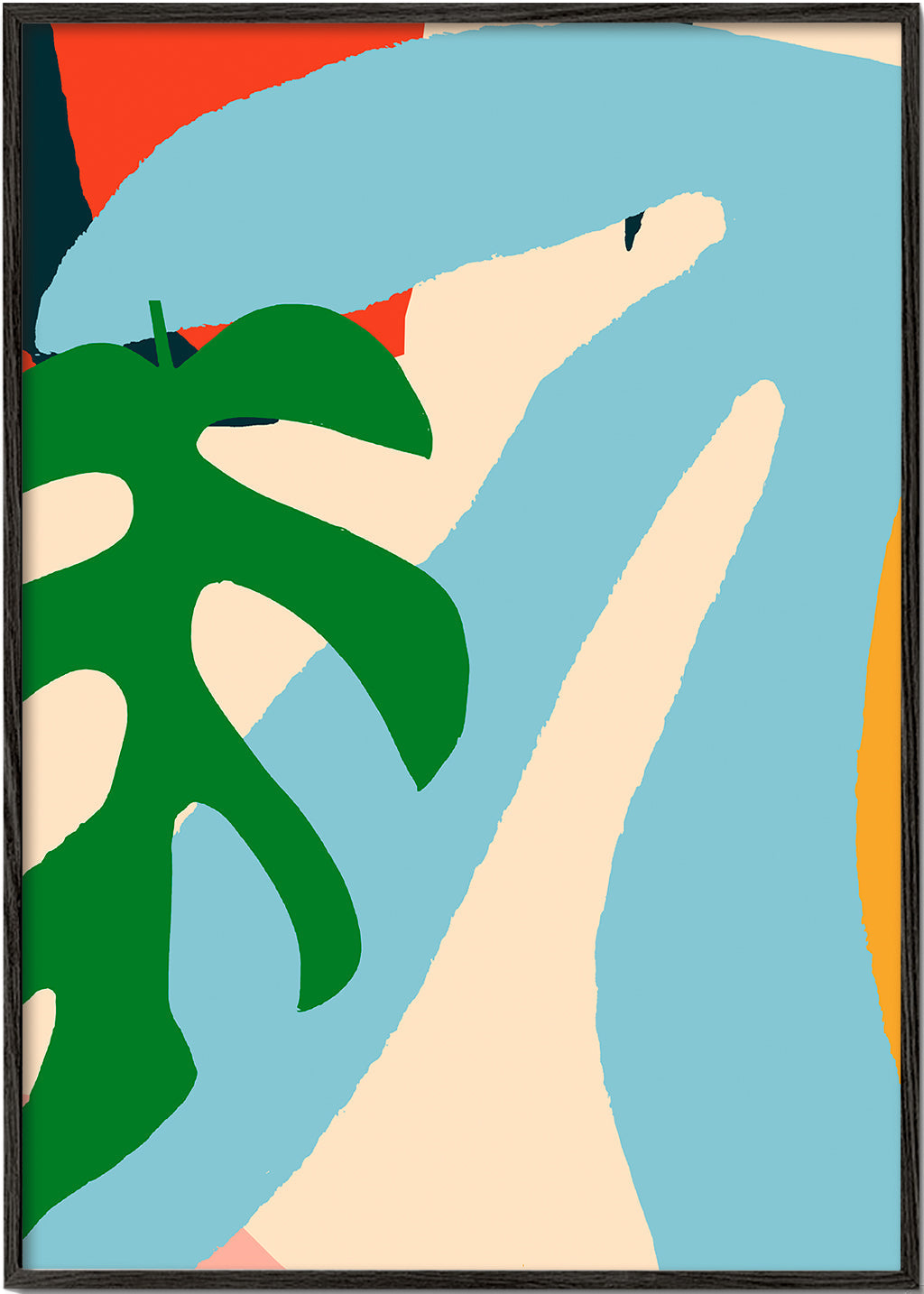 Ilustracja czapli z zielonym liściem