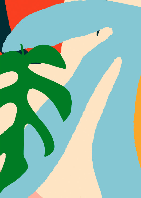 Ilustracja czapli z zielonym liściem