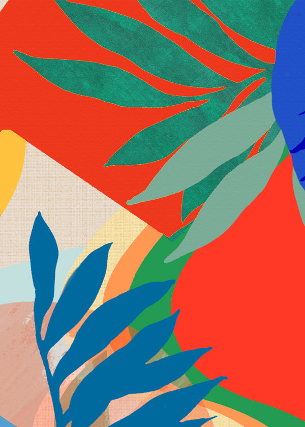 Plakat botaniczny tropikalne kolorowe liście