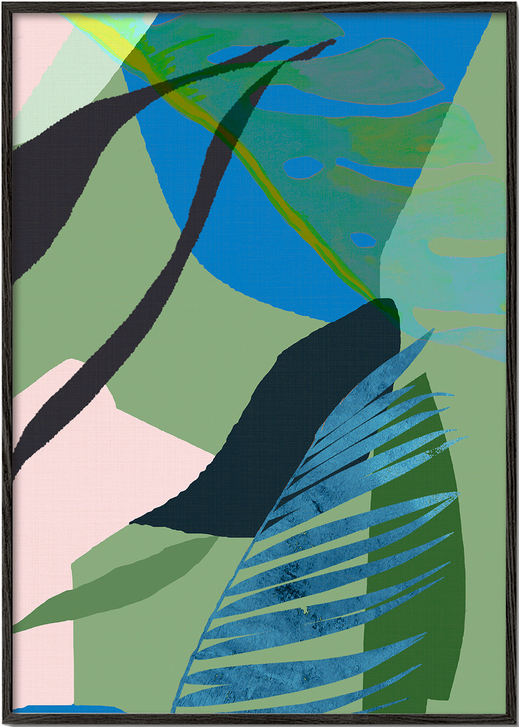 Plakat botaniczny tropikalne liście niebiesko-zielone