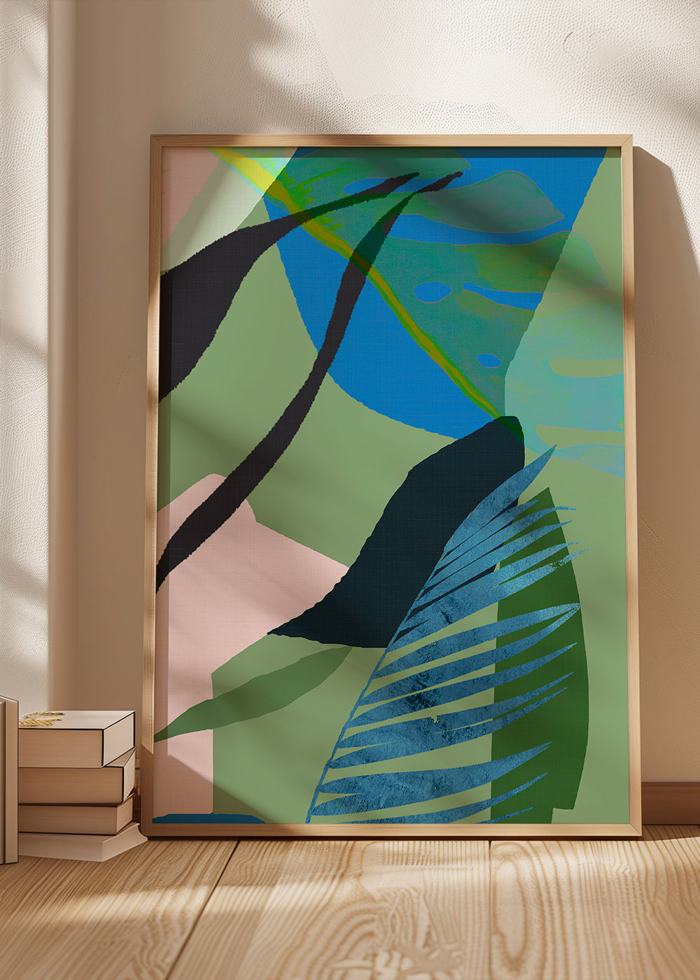 Plakat botaniczny tropikalne liście niebiesko-zielone