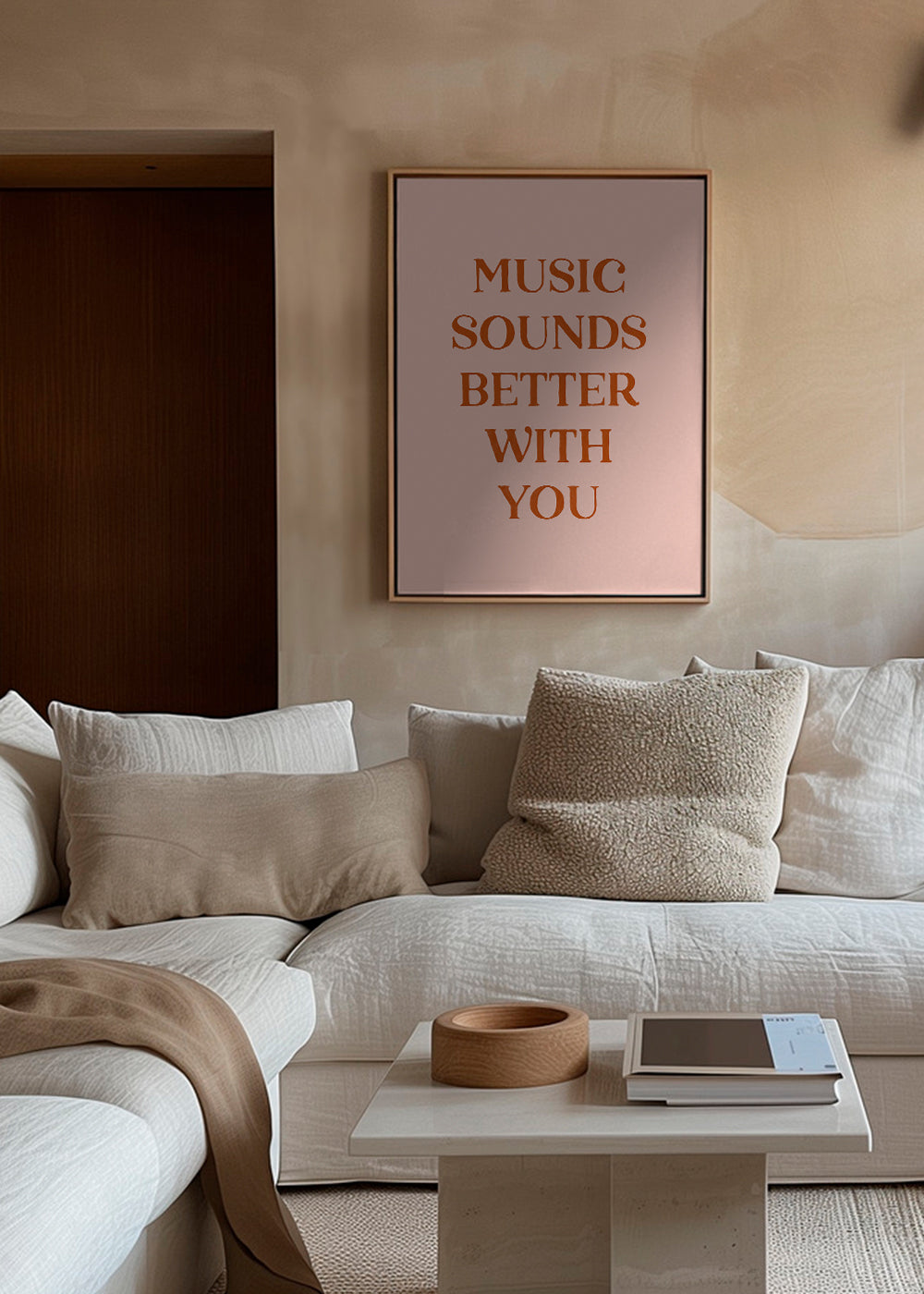 Minimalistyczny plakat z muzycznym cytatem