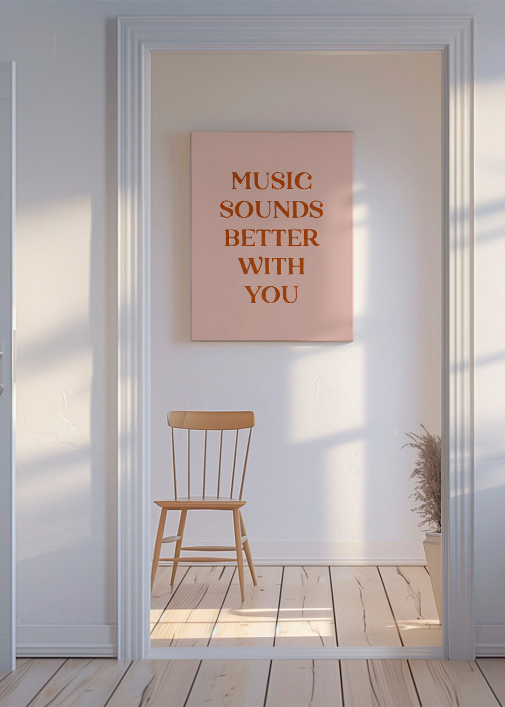 Minimalistyczny plakat z muzycznym cytatem
